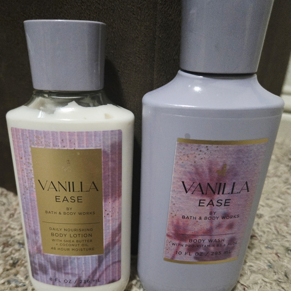 Bath and Body Works Vanilla Ease Body Wash and Lotion